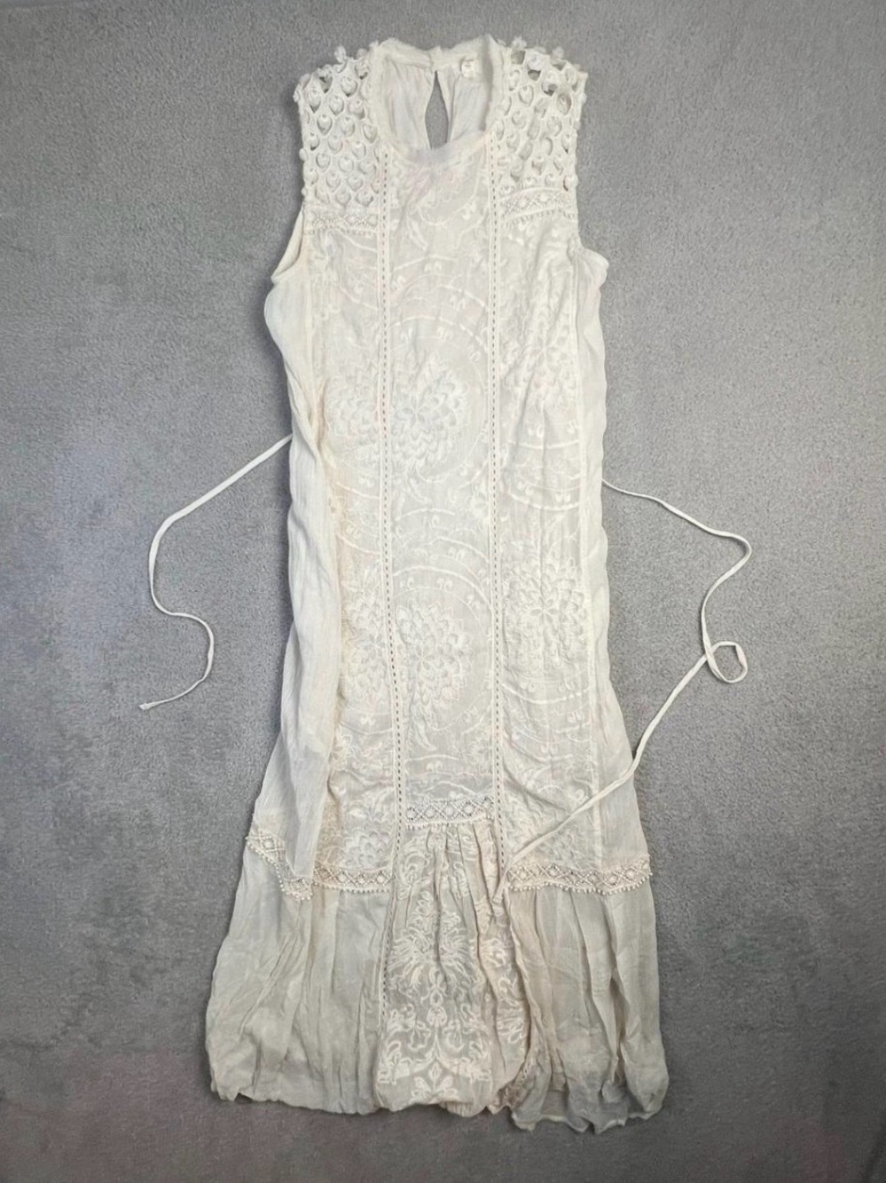 Anthropologie Cream Lace Maxi Dress